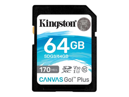 Kingston 64GB - SDXC Canvas Go Plus 170R C10 UHS-I U3 V30
